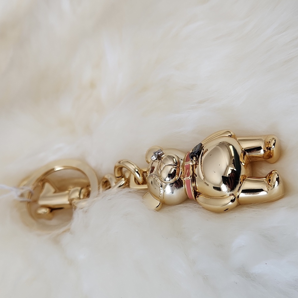 NWT IOB Coach Gold Teddy Bear Key Ring Or Bag Charm 💛🧸🎁 - Picture 9 of 13